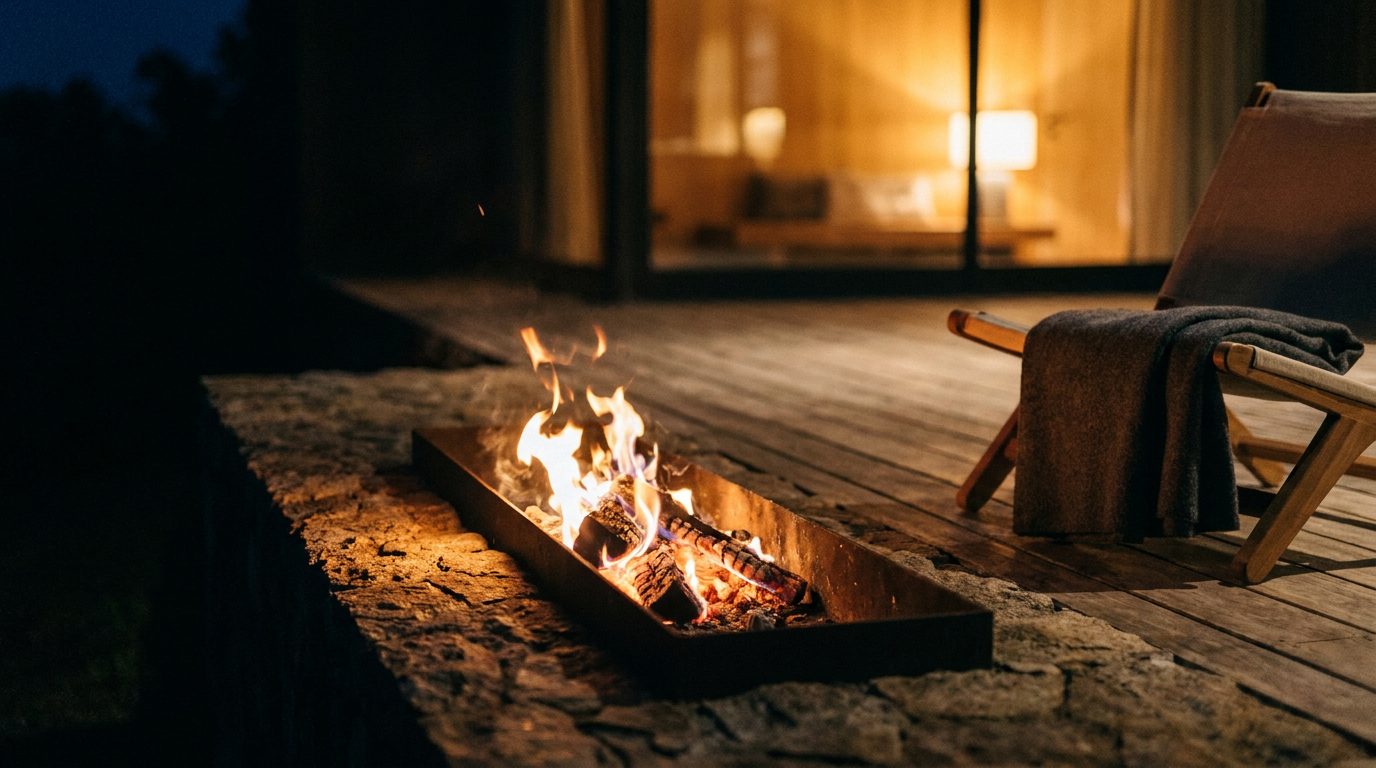 Feu de camp dans la nuit